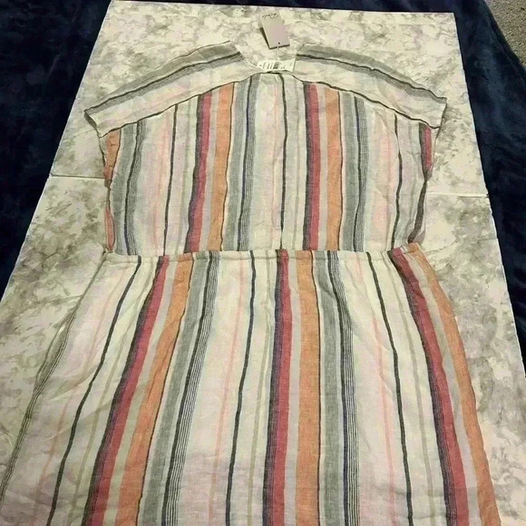NWT Rails Wren Marrakesh Multi Striped Cap Sleeve Linen Dress Size Large - Picture 5 of 5